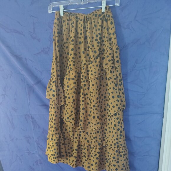Aiden Women’s Mustard Polka Dot “Mindi” Skirt - Picture 1 of 3